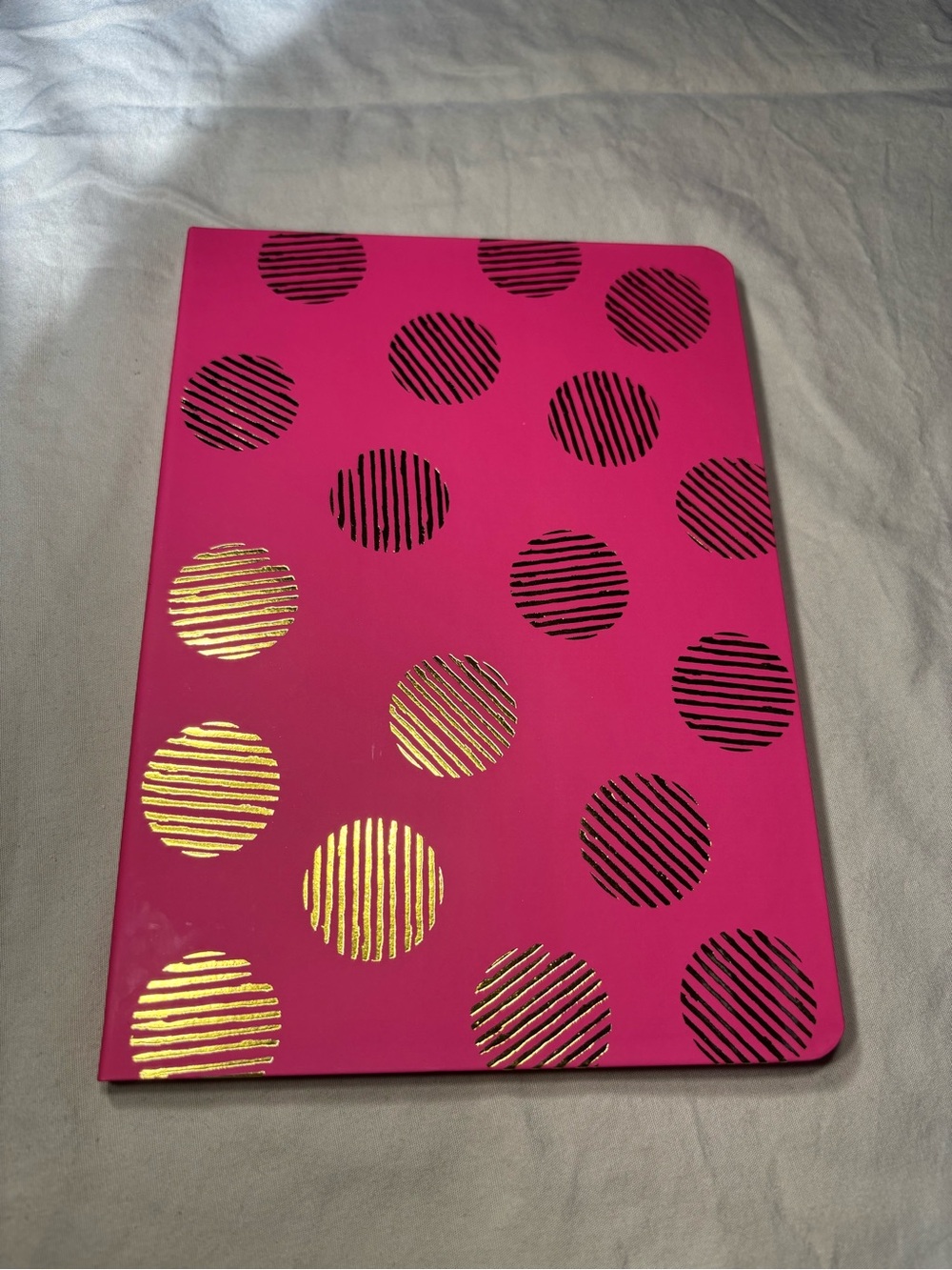 New Hot Pink Notebook with Gold Polka Dot Accents 72 Pages Journal Diary